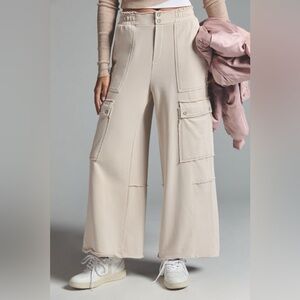 Anthropologie Daily Practice Utility Wide-Leg Pants Size L in color Chai